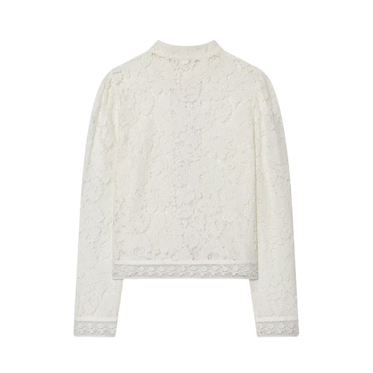 Anja Blouse - Elegant Lace Crochet Shirt