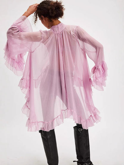 Womens Printed Bow Tie Blouse