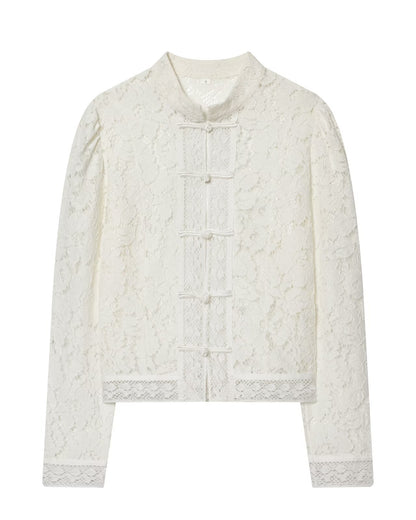 Anja Blouse - Elegant Lace Crochet Shirt