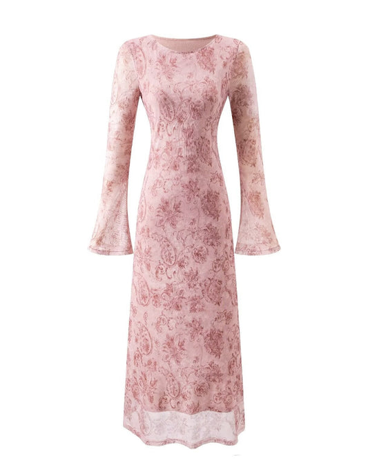 Pink floral dress on a white background